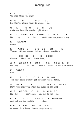 Tumbling Dice ピアノの音符 by The Rolling Stones - Arr.Herloyd