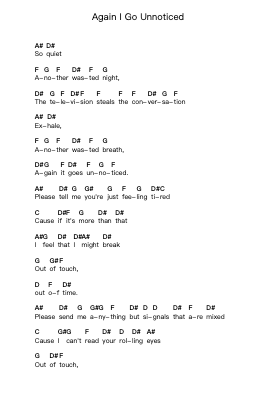 Again I Go Unnoticed ピアノの音符 by Dashboard Confessional - Arr.Rexze Fredmott