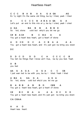 Heartless Heart Piano letter notes by Dokken - Arr.Lamshop