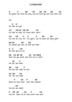 Lovepower Piano letter notes by Die Ärzte - Arr.Dowar Warford