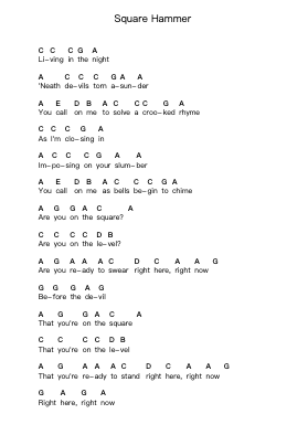 Square Hammer Nota surat piano oleh Ghost - Arr.Elfaithe