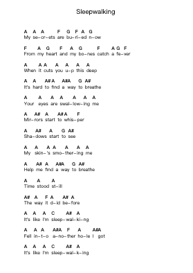 Sleepwalking Piano letter notes by Bring Me the Horizon - Arr.Himorse