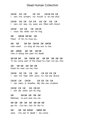 Dead Human Collection Piano letter notes by Cannibal Corpse - Arr.Housebuck Boylejones