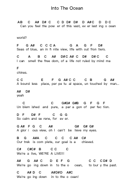 Into The Ocean Piano letter notes by Ayreon - Arr.Dwightlitt