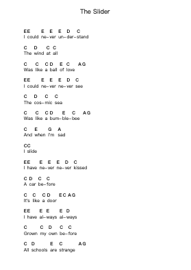 The Slider Piano letter notes by T. Rex - Arr.Odemick