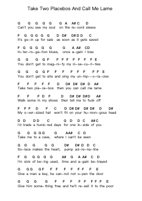 Take Two Placebos And Call Me Lame 钢琴字母谱由 NOFX - 编曲 Hilltim Moobright