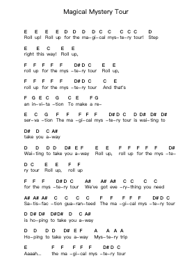 Magical Mystery Tour Piano letter notes by The Beatles - Arr.Kepnia Lilbohm