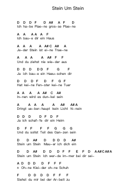 Stein Um Stein Klavierbuchstaben-Noten von Rammstein - Arr.Gillnise