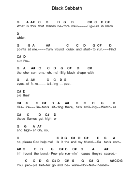 Black Sabbath Klavierbuchstaben-Noten von Black Sabbath - Arr.Hulking Chilmund
