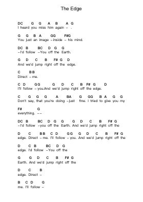 The Edge 钢琴字母谱由 Final Hour - 编曲 Reedgo