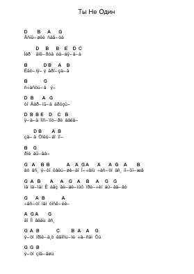 Ты Не Один Piano letter notes by Пляж - Arr.Mikejay Croftges