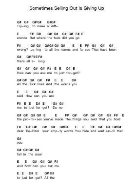 Sometimes Selling Out Is Giving Up Piano letter noten van Rise Against - Arr.Baldcrane Steli