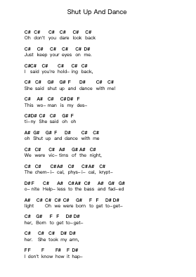 Shut Up And Dance Piano letter notes by WALK THE MOON - Arr.Bergdrew Browningthur