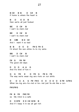 27 Piano letter notes by Fall Out Boy - Arr.Kebert Jehan