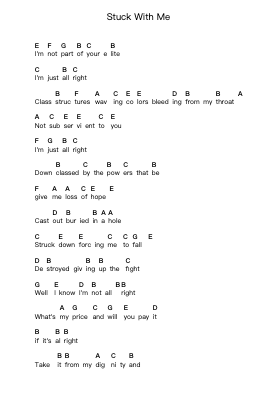 Stuck With Me पियानो पत्र नोट्स द्वारा Green Day - Arr.Clepert