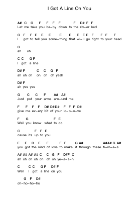 I Got A Line On You Piano letter notes by Blackfoot - Arr.Croftlitt