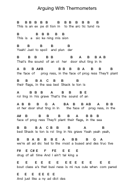 Arguing With Thermometers Piano letter notes by Enter Shikari - Arr.Zoethodore Strakerr