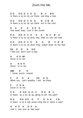 Zoom Into Me 鋼琴字母譜由 Tokio Hotel - 編曲 Betrae Rooqe