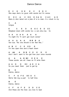 Dance Dance Piano letter notes by Fall Out Boy - Arr.Duttdes Dawnpril