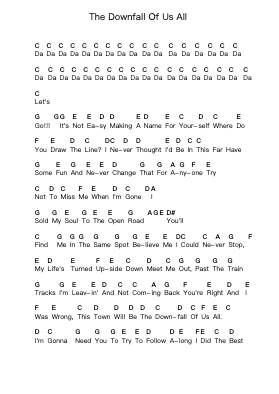 The Downfall Of Us All पियानो पत्र नोट्स द्वारा A Day to Remember - Arr.Gibger Burnsleif