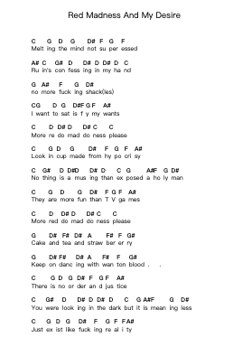 Red Madness And My Desire Ноты для пиано в буквенном формате от Yuyoyuppe - Arr.Longbohm