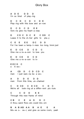Glory Box Piano letter notes by Portishead - Arr.Hemike Allain