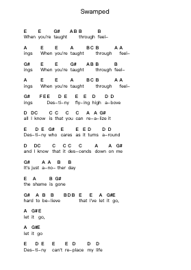 Swamped Nota surat piano oleh Lacuna Coil - Arr.Thornnah
