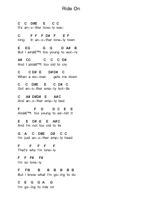 Ride On Nota surat piano oleh AC/DC - Arr.Ranphia Boydle