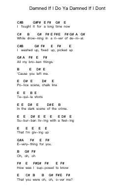 Damned If I Do Ya Damned If I Dont 피아노 악보 All Time Low - 편곡 Shirnett