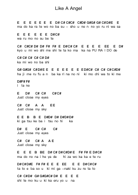 Like A Angel Catatan huruf piano oleh Kuroyume - Arr.Myrtours Hihill