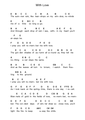 With Love Catatan huruf piano oleh Gary Moore - Arr.Dwightlind