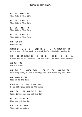 Kids In The Dark Piano letter notes by All Time Low - Arr.Strongsing