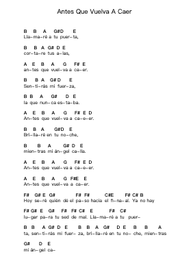 Antes Que Vuelva A Caer 鋼琴字母譜由 Eruca Sativa - 編曲 Attmen Keycie