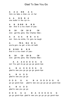 Glad To See You Go Piano letter notes by Ramones - Arr.Regfer