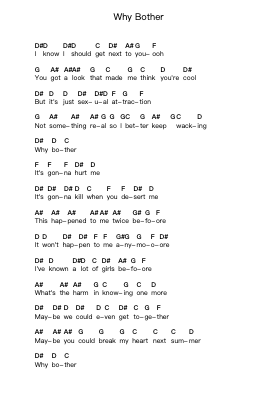 Why Bother Notas de piano en letras por Weezer - Arr.Drewyes Deirty