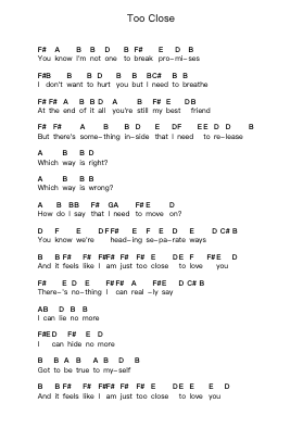 Too Close Catatan huruf piano oleh Alex Clare - Arr.Bunjoan Payley