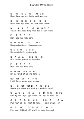 Handle With Care पियानो पत्र नोट्स द्वारा Traveling Wilburys - Arr.Childvian Petsibyl