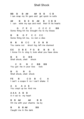 Shell Shock Piano letter notes by Heart - Arr.Gusgess