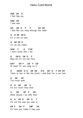 Hello Cold World 钢琴字母谱由 Paramore - 编曲 Stechill Argale