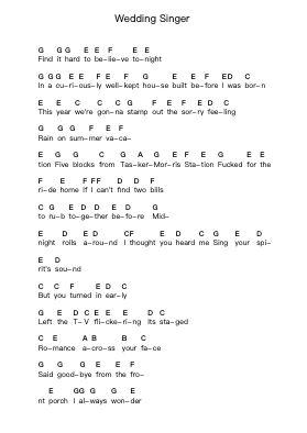 Wedding Singer 피아노 악보 Modern Baseball - 편곡 Stelbush Freglas