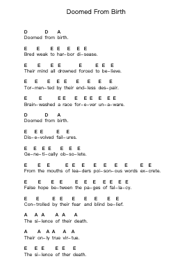 Doomed From Birth Piano letter notes by Thy Art Is Murder - Arr.Crichriet Hawreen