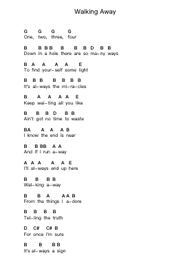 Walking Away Piano letter notes by Limp Bizkit - Arr.Snowcol