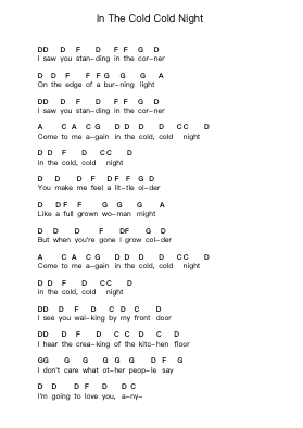In The Cold Cold Night Catatan huruf piano oleh The White Stripes - Arr.Blyder