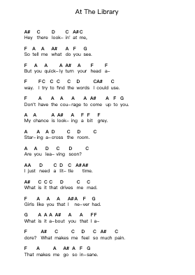 At The Library Piano letter notes by Green Day - Arr.Waydutt