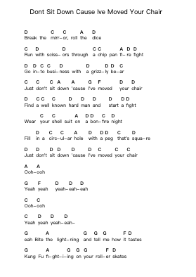 Dont Sit Down Cause Ive Moved Your Chair 鋼琴字母譜由 Arctic Monkeys - 編曲 Ranphia Boydle