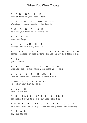 When You Were Young Ghi chú đàn piano bởi The Killers - Arr.Reylot
