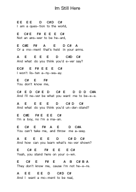 Im Still Here Piano letter notes by John Rzeznick - Arr.Babberg Neriam