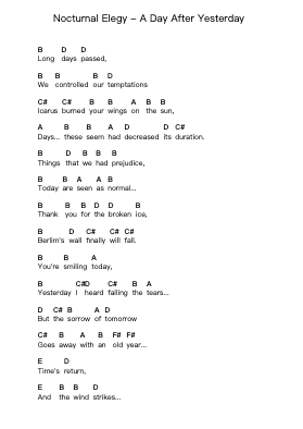 Nocturnal Elegy - A Day After Yesterday Piano letter notes by Misc Unsigned Bands - Arr.Pritience