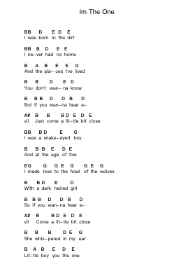 Im The One Piano letter notes by Danzig - Arr.Joypoe Willze