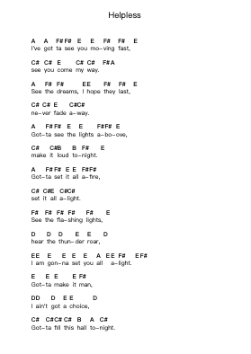 Helpless Piano letter notes by Metallica - Arr.Readerae